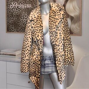 Leopard Print Faux Fur Y2K Coat